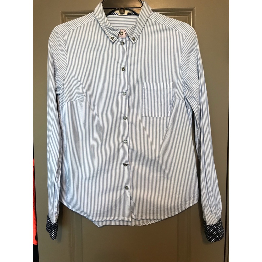 Anthropologie Blue & White Striped Button Down